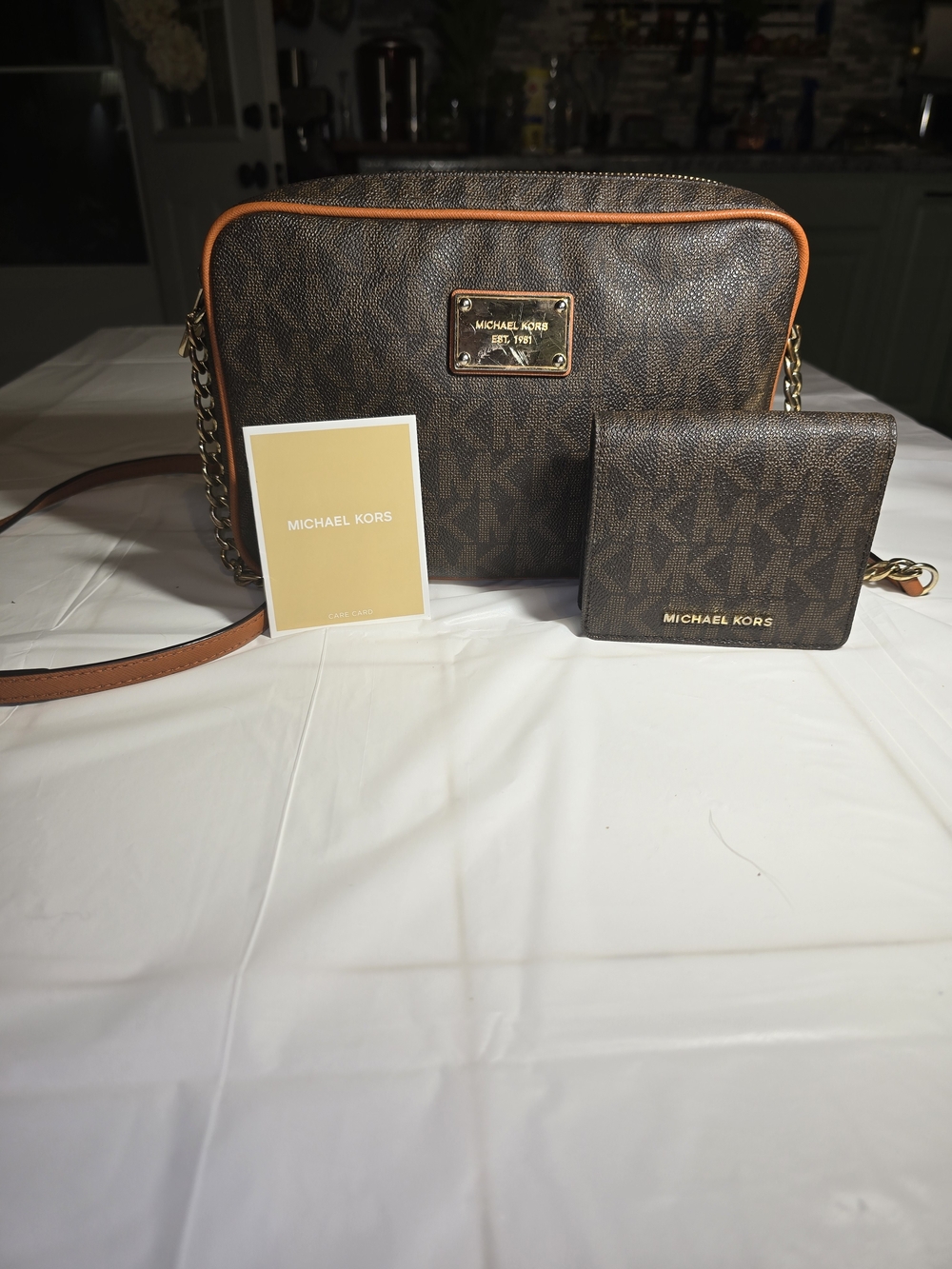 Michael Kors Brown Logo Crossbody with Matching Wallet